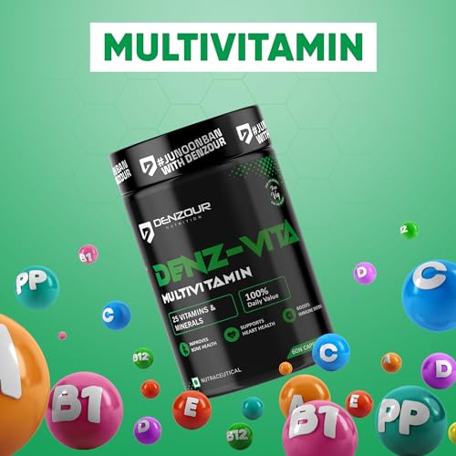 Image of Denzour Nutrition Multivitamin and Fish Oil Combo | 60 Multivitamin Capsules + 60 Omega 3 Fish Oil 1000mg Softgels | 25 Essential Vitamins & Minerals | Supports Immunity, Energy & Joint Health | Men & Women