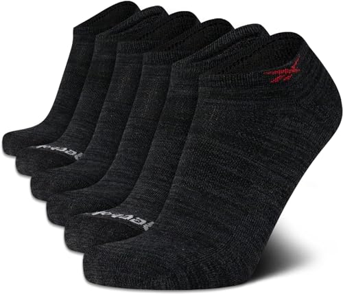 Reebok Mens Low Cut Socks – 6 Pack Basic Cushioned No Show Athletic Socks for Men (Size 6-12.5), Size 6-12.5, All Black