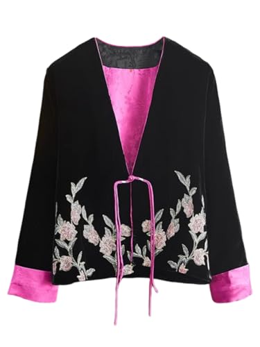 Veste florale en velours de soie brodée pour sublimer vos dîners et soirées habillées