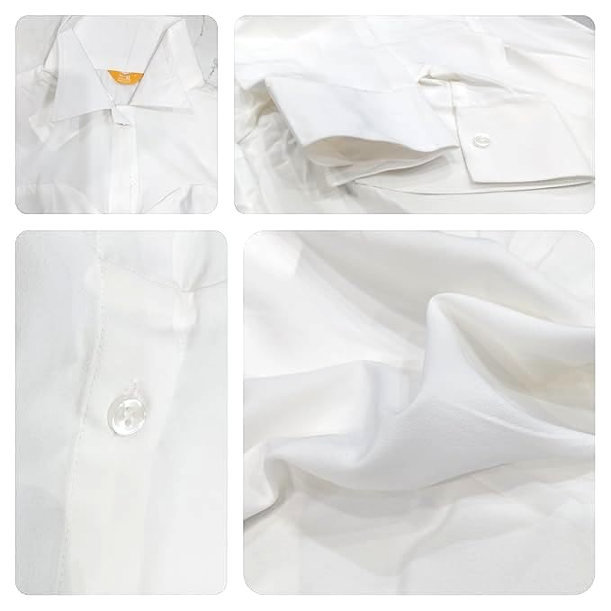 Image of GRECIILOOKS Women`s Oversized Fit Crop Top Shirt | Casual Long Sleev Stylish Collared Shirts for Womens | Comfortable Rich Korean Button Down | Formal Look Stylish Trendy Shirts