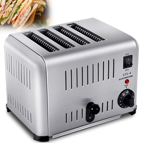 Stainless Steeltoaster, Lots for Thick Breads Bagel Function, Long Slot Toaster for Bagels Waffles and Toast, 5 Browning Levels, Stainless Steel, Removable Tray,Sixpieces