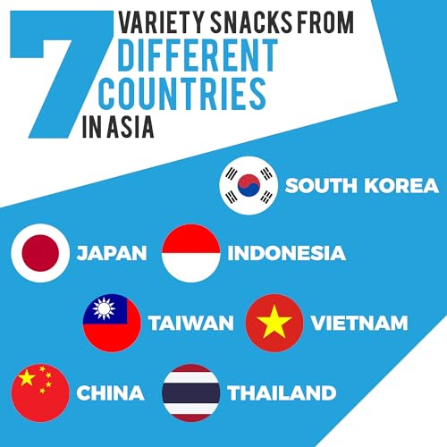 Dagaon Asian Snack Box 34 Count – Assortment of Snacks Including Ramen, Chips, Biscuits, Cookies, Pies, Candies and Much More from Korea, Japan, China, Indonesia, Taiwan, Vietnam, Etc.