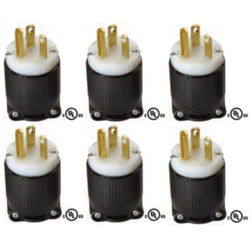 NEMA 5-20 Grounding Plug, 20A 125V AC, 2 Pole 3 Wire, cUL Listed (6)