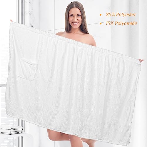 Image of Tigeen 12 Pcs Spa Robe for Women Waffle Spa Wraps with Pocket Adjustable Closure Lightweight Towel Wraps for Bath Shower (White,Pocket)