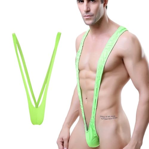 WAXKOP 1 Pieza Tanga Borat Mankini para Hombre,Tanga Hombre,Verde Fluorescente