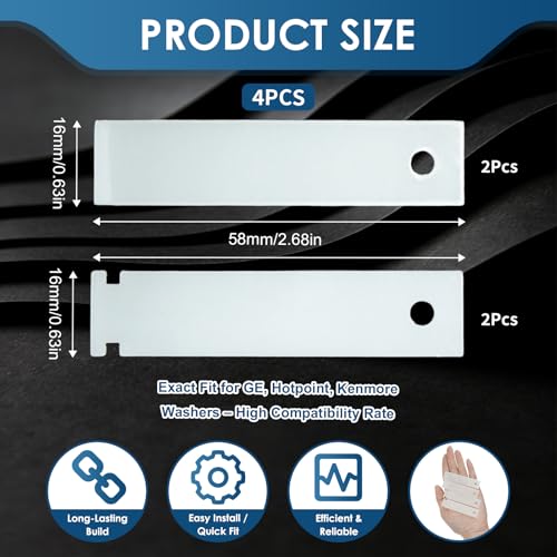 Image of 4Pcs WE1M504 WE1M1067 Dryer Drum Bearing Slide Glide Kit, Replacement Clothes Dryer Slide Set for GE Hotpoint Dryer, Replace WE1M333 AP3206716 AP7217724WE1M316 GLDS560ED2WW GHDN520ED1WS