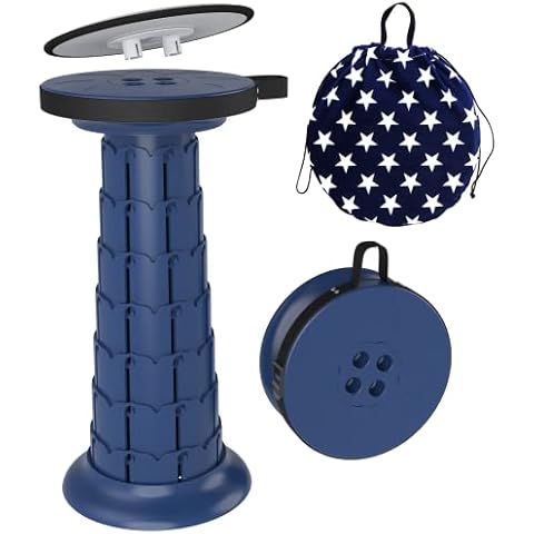 LOCYOP Portable Folding Stools Telescoping Camping Stool Sturdy for Fishing Hiking BBQ with Carry Bag&Cushion Max Load 440lb (Navy) Cover