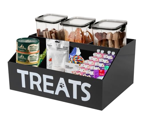 Morezi Dog Food Organizers Storage cat Treat jar Organizer Great for organizing pet Dogs Cats Birds Animal Cookie Snack in Kitchen countertop Closet Black