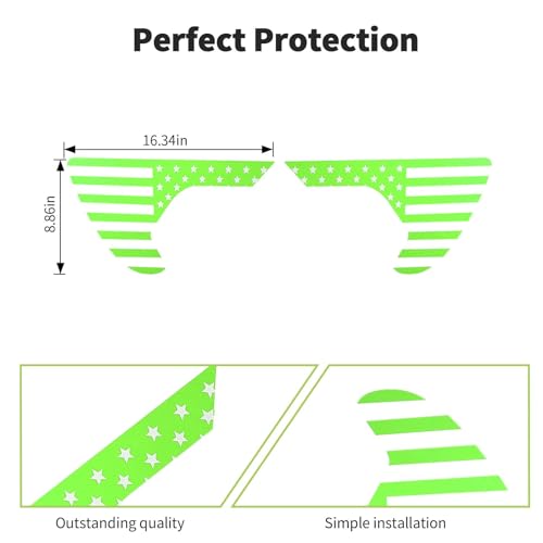 Image of Side Fender Vent Sticker US Flag Decals Vinyl Sticker Compatible with Jeep Wrangler JL JLU Gladiator JT 4xe 2025-2018 2pcs Green