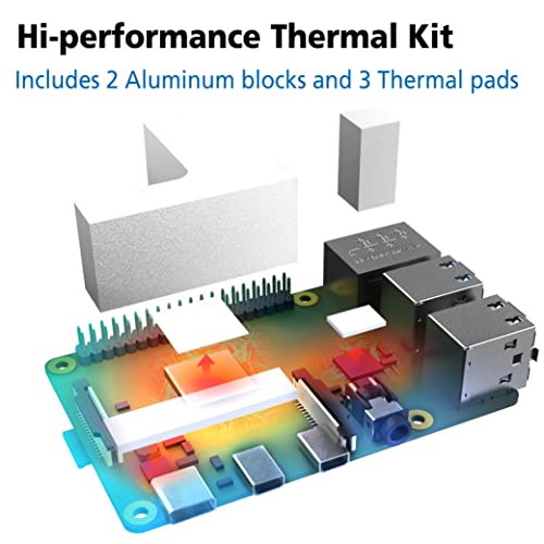 Akasa Pi-4 Pro, Pure Aluminum Raspberry Pi 4 Armor Case, Zero-Noise Passive Cooling Rpi 4 Case, Raspberry Pi 4 Heatsink for Raspberry Pi 4 Model B, Thermal Kit Included, A-RA08-M2B