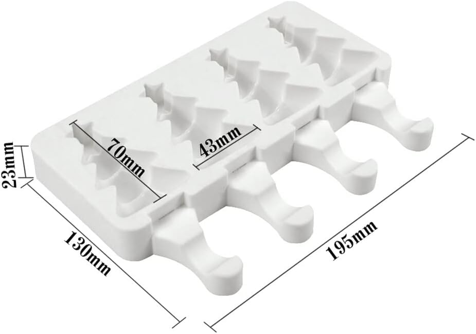 1 Pack Christmas Cute Xmas Tree Shape Popsicle Mold Silicone Ice Pop Molds 4 Cavities Popsicle Mold for Kids Adults Ice Cream Mold Cakesicles Mould DIY Popsicle Maker Homemade Popsicle Silicone Mold C