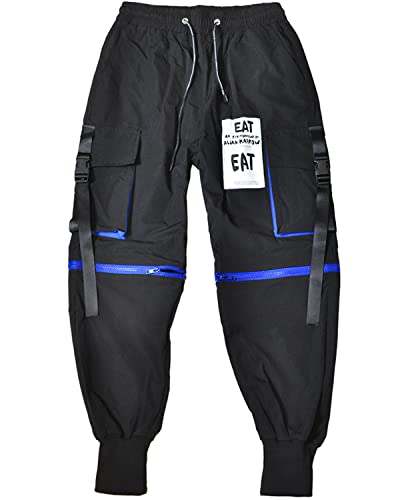 Men's Convertible Pants, Zip-Off Quick-Dry Tactical Track Pants Streetwear Techwear Hip Hop Harem Pants Black Large #TOP6