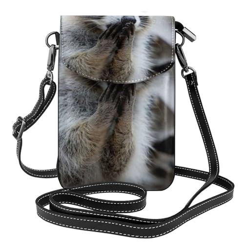 Sac à bandoulière en cuir pour téléphone et cartes Noir