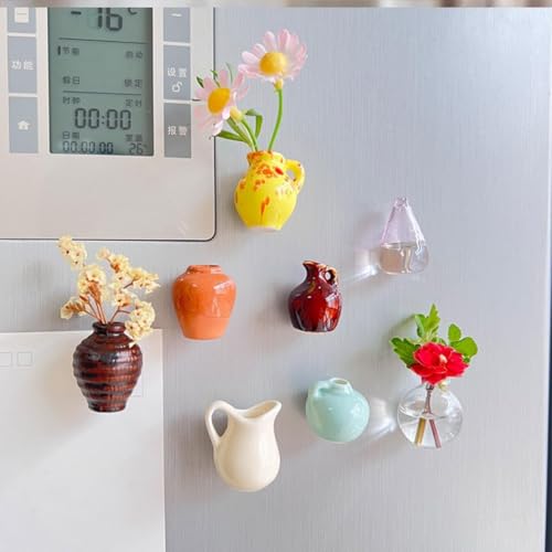Mini imanes jarrón cerámico para refrigerador, 8 piezas miniatura 3