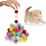 FUPUSUN 30/60/100pcs 3cm Premium Colorful Cat Toy Balls - Soft Kitten Pom Pom Toys - Lightweight and