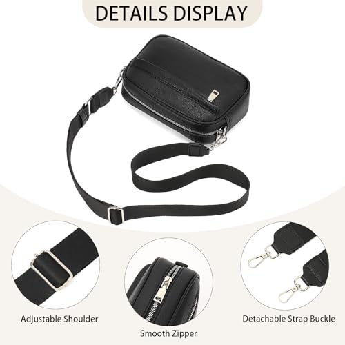 Sacoche crossbody femme cuir vegan grand format multi-compartiment sangle large - 5