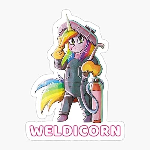 Fathers Welders Funny Unicorn Welding Day Rainbow Fabrictor Lover Sticker Decal Vinyl - Peel and Stick to Any Smooth Surface