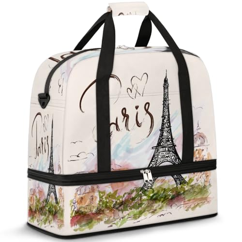 Paris Eiffel Tower Foldable Travel Duffel Bag, Expandable