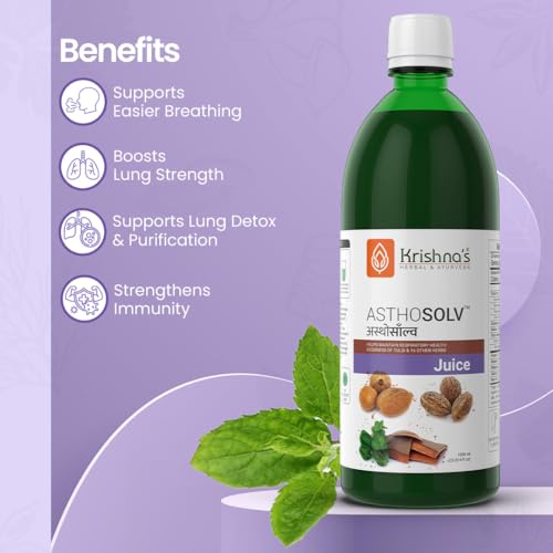 Image of Krishna's Asthosolv Juice - Goodness of Tulsi and 16 other Herbs - Help Maintain Respiratory Health - 1000 ml
