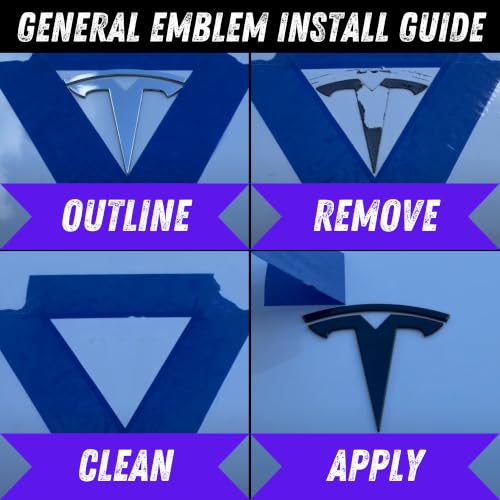 Image of Tesla Model Y Emblem Bundle Front Rear T Logo Badge Glossy Black OEM Performance Set Metal Decal Sticker with 3m Adhesive (Glossy Black + Performance)
