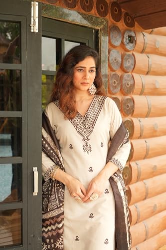 Image of Khadi Kurtaset With Khadi Silk Dupatta For Womens
