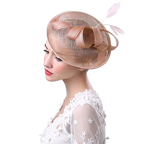 Rozkitch Feather Fascinators Womens Pillbox Flower Derby Hat For Cocktail Ball For Wedding Party Derby Royal Banquet Tea Party Pink #TOP1