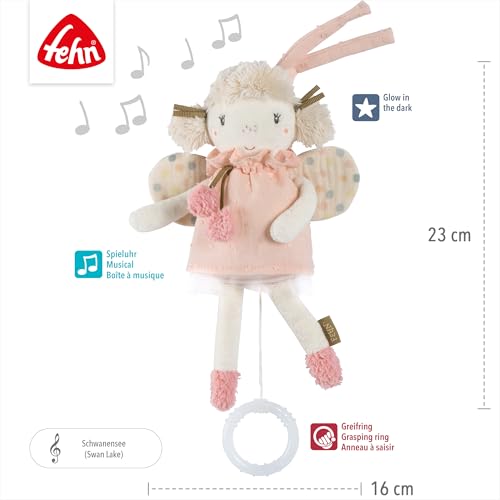 Fehn mini caja de música hada - Peluche y Ayuda para Dormir: Caja con cuerda y suave melodía El lago de los cisnes, reconforta en cualquier situación - para bebés y niños pequeños desde 0 meses - imagen 4