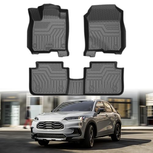 Mixsuper Liner Floor Mats for HR-V 2023-2025, All Weather Floor Liners for HRV Accessories Anti-Slip 1st & 2nd Set Black