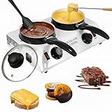 ROCEEI 1 Set Chocolate Melting Machine with 1 Silicone Spatula Electric Heating Chocolate Tempering Boiler for Valentines Candy Butter Making Warming Coffee Milk Wine(Double Pot)