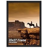 A PLUS MAX 20x27 Frame, Black Engineered Wood Picture Frame for 20 x 27 Inch Puzzle Poster Photo, Light Weight 20 by 27 Poster Frame with Wood-grain for Wall - 1 Pack/Black/20 x27