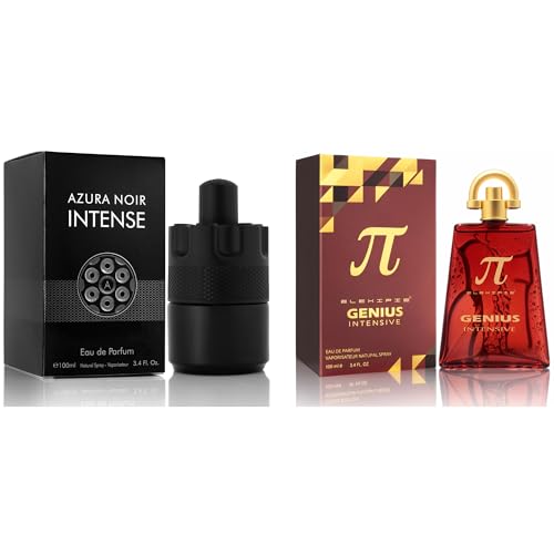 META-BOSEM Men's Perfume Gift Set, EDP, 2 Pack (3.4 oz / 100 mL each), Azura Noir Intense, Genius Intensive, Modern Fresh & Aromatic Classic, for everyday & office days, Long-Lasting, Gift Ready