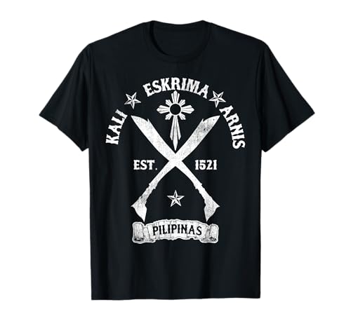 Cool Distressed Kali Arnis Eskrima T-Shirt - Cross Sword Tee T-Shirt