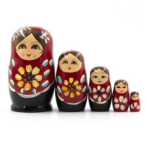 Vokowin 5Pcs Russian Nesting Dolls Nesting Dolls Girl Handmade Toys for Christmas Home Room Decoration Christmas Birthday Decoration (K475-5)