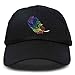Rainbow Feather Hat Womens Embroidered Baseball Cap Black