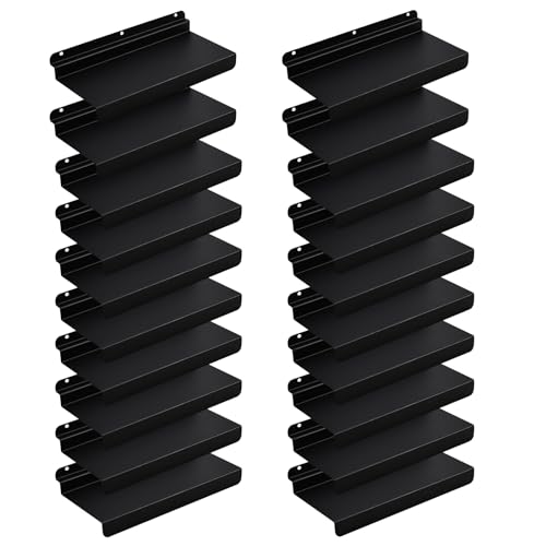 SNOGSWOG 10X4.3 Inch Slatwall Shelves Set of 20, Metal Slat Wall Shelves Accessories, Black Flat Display...