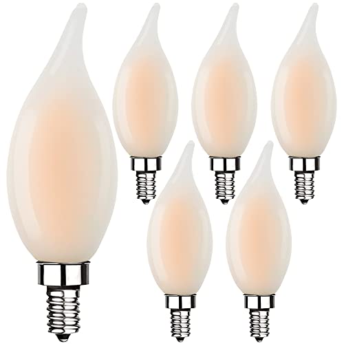 Xtricity Led 5.5W Flame Tip Filament Chandelier Light Bulb, 60W Equivalent, 500 Lumens, 3000K Soft White, Dimmable, 120V, E12 Candelabra Base, Energy Star, (6 Pack) #TOP7