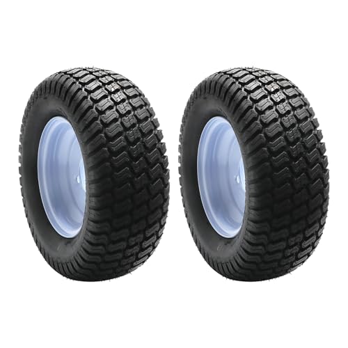 Two Sets 16X6.50-8 Golf Cart Tire And Wheel Assembly Pre-Mounted White Steel Rim 4-Ply Tubeless 620Lbs 4-Hole 4×4' Bolt Pattern For Electric Cart Go-Kart Atv Lawn Mower
