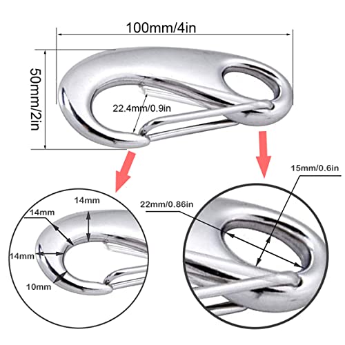 Abimars 4 Inch Heavy Duty Rope Connector Snap Hook, 316 Stainless Steel Spring Snap Hook Clip, Load Capacity 1000Lbs, Marine Grade Anchor Clips For Rope (2 Pack) #TOP1