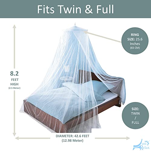 Just Relax Decorative Elegant Bed Net Canopy Set Including Full Hanging Kit, Ideal For Indoors Or Outdoors, Intended For A For Covering Beds, Cribs, Hammocks (White, Twin/Full) #TOP3