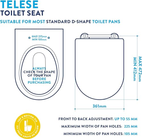 Croydex Telese Stick 'n' Lock D Shaped Soft Close Toilet Seat - Image 4
