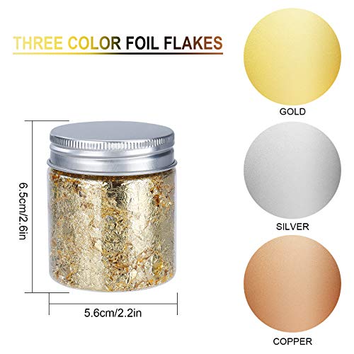 Blattgold Imitation 3 Flaschen Gold Flakes Metallic Folien Flocken für Harz Nageldekore Handwerkliche Verzierungen 10g… – Bild 8