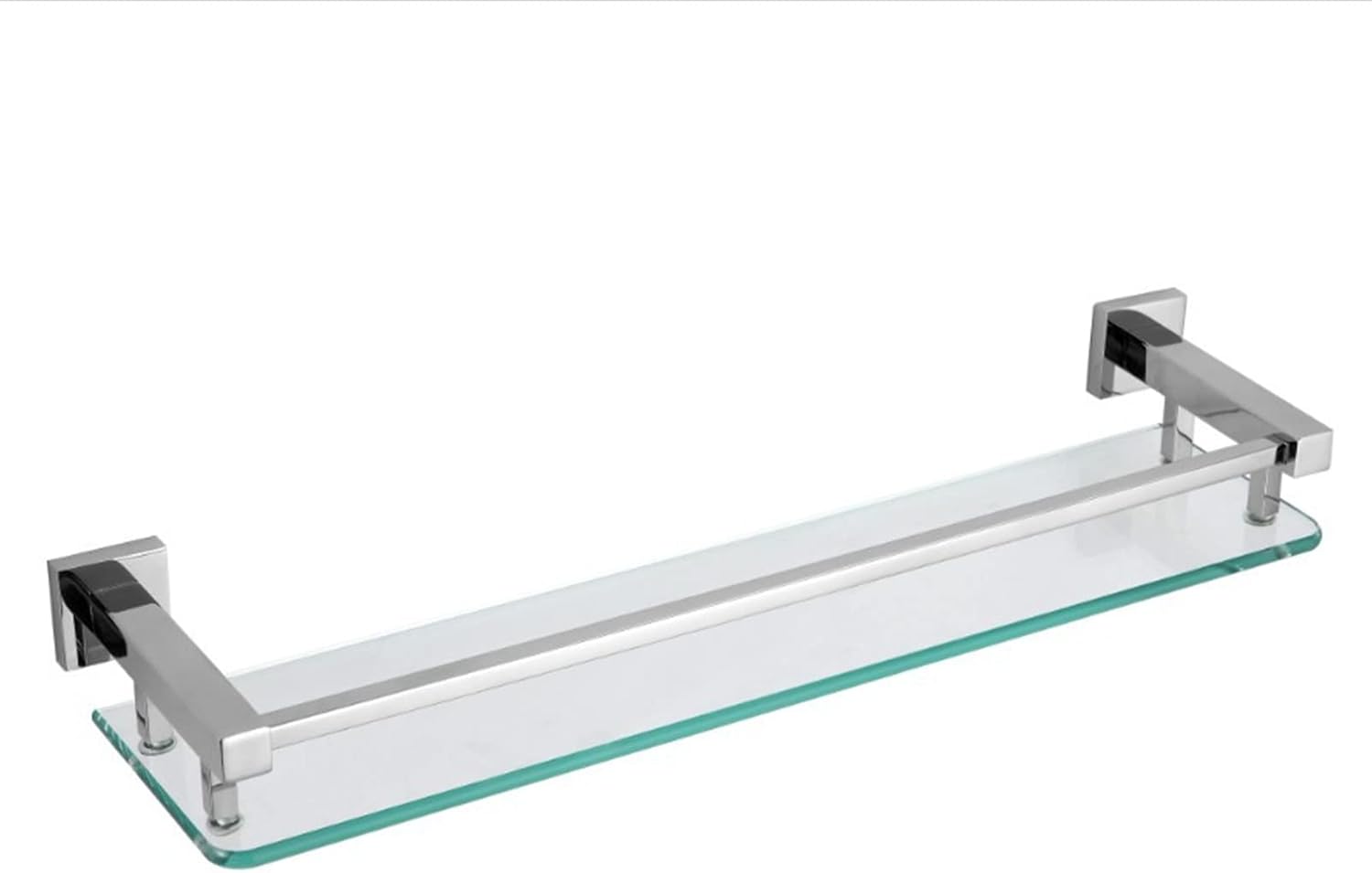 Tempered Glass Shelf Bathroom Shelf with Rail Wall Mounted, Storage Shelf with Aluminum Rail Stainless Steel Brushed Finished Fashion Bathroom Accessories