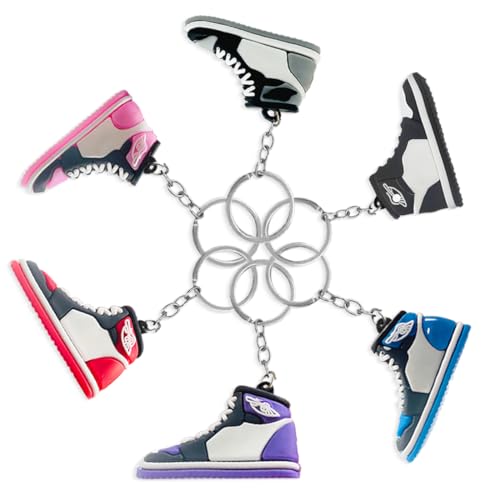 KOQAIIZ 6 Pièces Porte Clés Sneaker, Mini Porte Clés de Chaussures Sport, Amateurs de Basketball Cadeaux