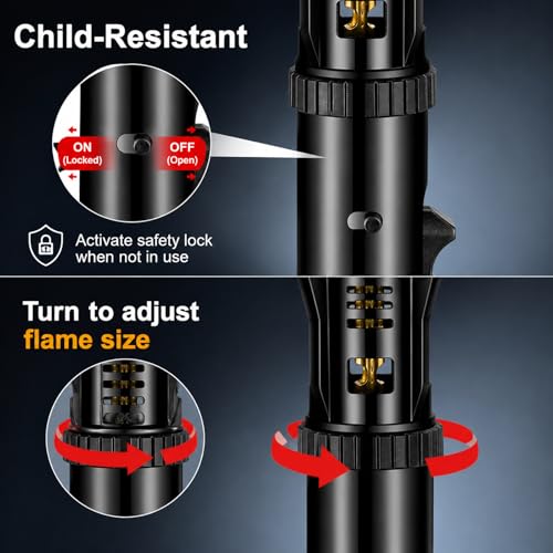 Encendedor antorcha extensible con llama ajustable y cierre de seguridad miniatura 5