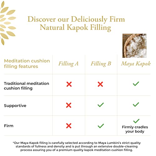 Maya Lumbini Meditation Cushion - Organic Premium Kapok Keeps Your Spine Aligned To Prevent And Relieve Back Pain For A Deeper More Comfortable Meditation - Choose A Size That’s Right For You #TOP2