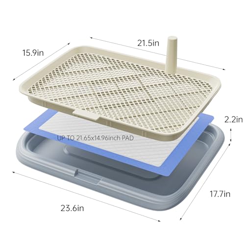 Dog Potty Tray, 23.6"x17.68" Indoor Pet Pee Pad Holder,Puppy Training Holder,Bathroom Dog Litter Box, Pet Toilet for Small and Medium Dogs,Housebreaking Supplies, Pet Products(Black)