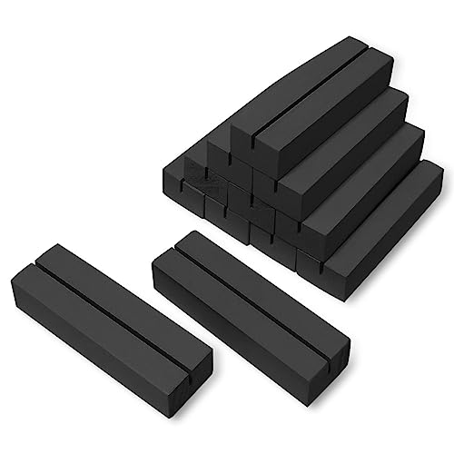 Worown 12 Pezzi (10 x 3 x 2 cm) Nero Portacarte in Legno, Supporto in Legno, Portafoto per Casa, Bar, Negozio, Decorazione di Matrimoni e Cartoline
