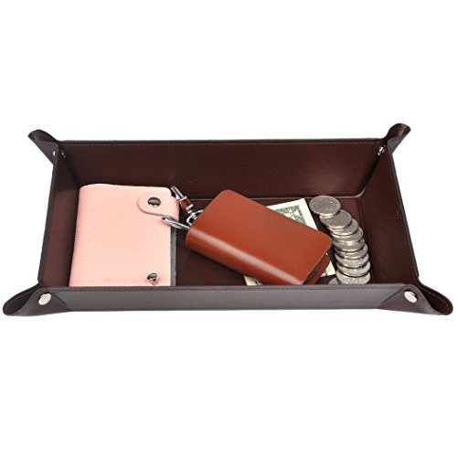 Valet Tray, PU Leather Catchall, 365park Jewelry Key Wallet Phone EDC Tray for Men Women
