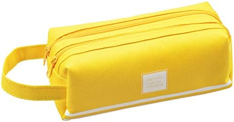 Yeesun Pencil Case Large Capacity Student Stationery Pouch Pen Bag with Double Zipper Closure Office Pen Holder Organizer Stationery Bag Cosmetic Bag (Yellow)