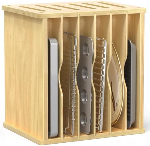 7 Tier Wooden Cabinet Tray Dividers,Kitchen Cabinet Tray Divider for Pans, Storing pans, Baking trays, Cutting Board